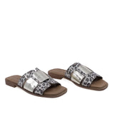 Papuci dama casual Anna Viotti D57-16231 piele naturala leopard auriu vedere din fata design elegant