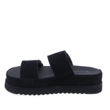 Papuci dama casual Anna Viotti din piele intoarsa neagra vedere lateral stanga design modern cu platforma