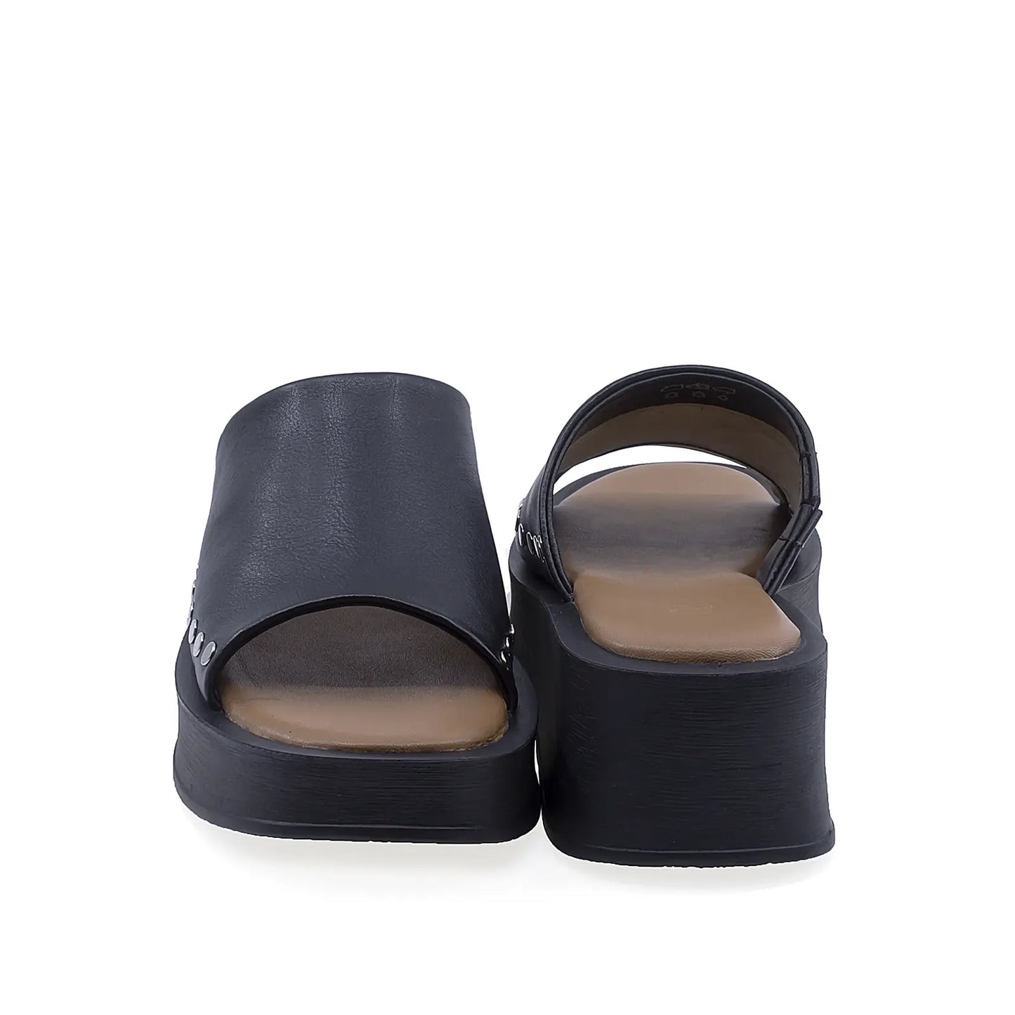 Papuci dama casual Anna Viotti D202-82160 vedere spate piele naturala neagra design modern