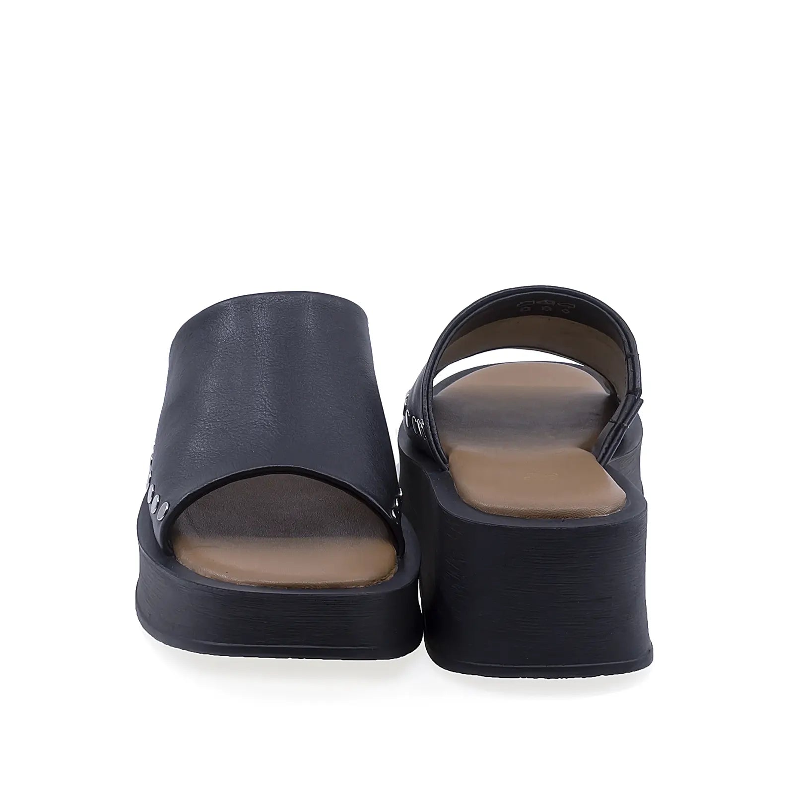 Papuci dama casual Anna Viotti D202-82160 vedere spate piele naturala neagra design modern