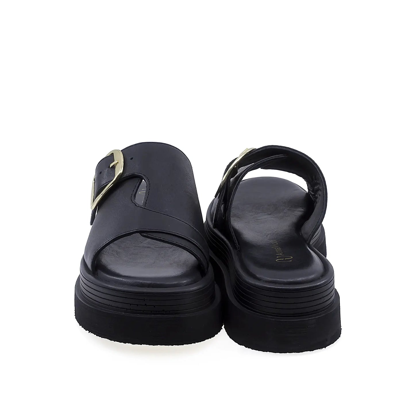 Papuci dama casual Anna Viotti D202-82369 vedere spate piele naturala neagra design modern