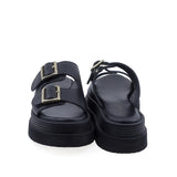 Papuci dama casual Anna Viotti D202-82370 vedere spate piele naturala neagra design modern