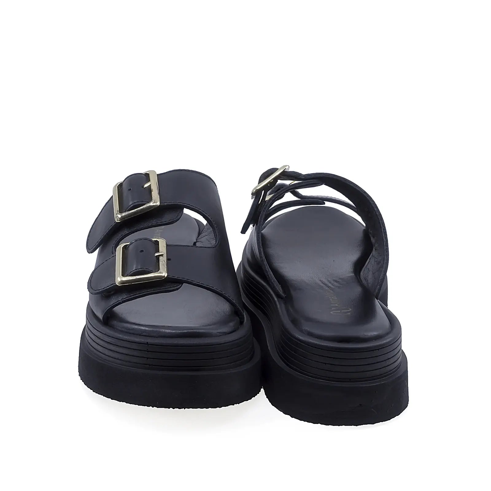 Papuci dama casual Anna Viotti D202-82370 vedere spate piele naturala neagra design modern