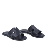 Papuci dama casual Anna Viotti D58-2317 din piele naturala negri vedere din fata design elegant