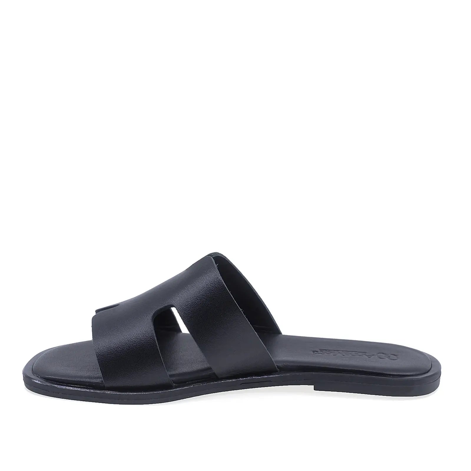 Papuci dama casual din piele naturala Anna Viotti D58-2317 negri vedere lateral stanga stil modern