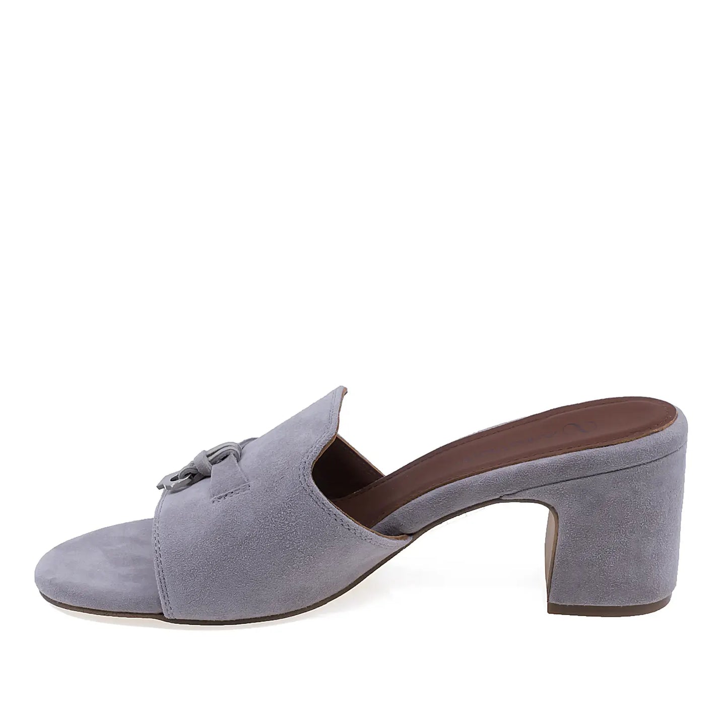 Papuci dama Anna Viotti D105-N6295L gri din piele intoarsa vedere laterala stanga stil elegant