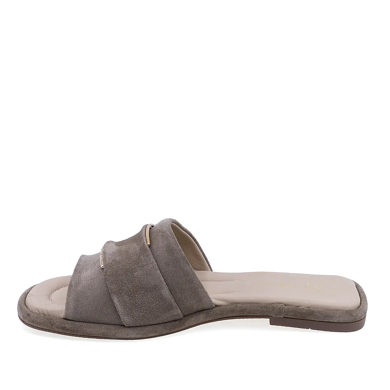 Papuci dama Anna Viotti D75-29622 gri din piele intoarsa vedere laterala stanga design modern