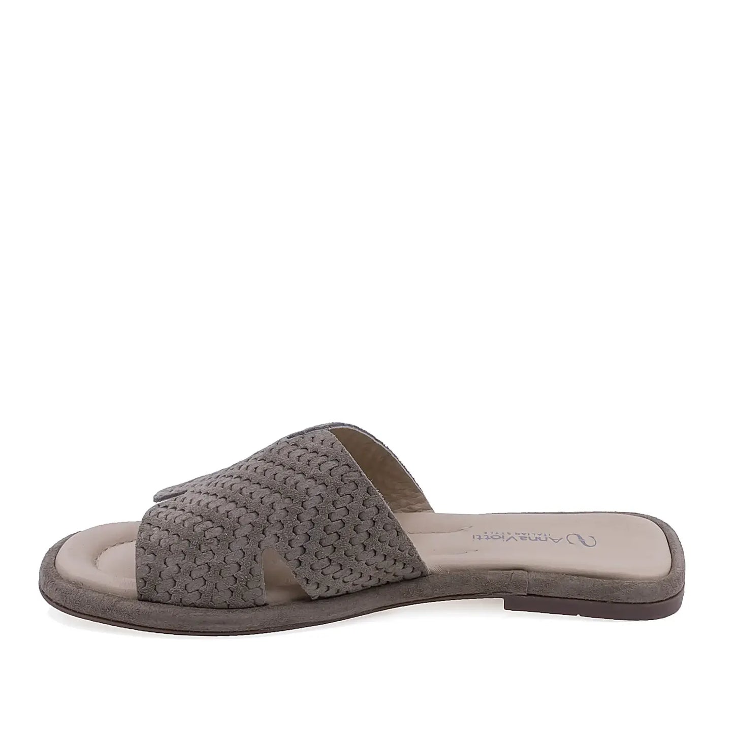 Papuci dama casual piele intoarsa Anna Viotti D75-29645 gri vedere lateral stanga stil modern