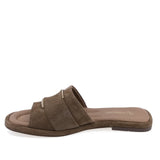 Papuci dama casual piele intoarsa Anna Viotti D75-29622 maro vedere lateral stanga stil confortabil