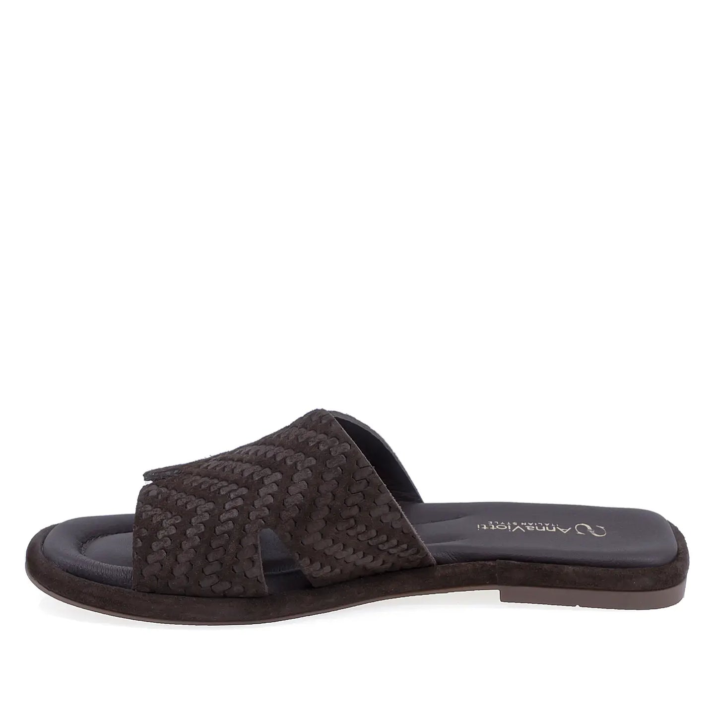 Papuci dama Anna Viotti D75-29645 maro din piele intoarsa vedere laterala stanga stil modern