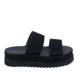 Papuci dama casual Anna Viotti D113-OWS002-7 din piele intoarsa neagra vedere lateral dreapta cu platforma confortabila