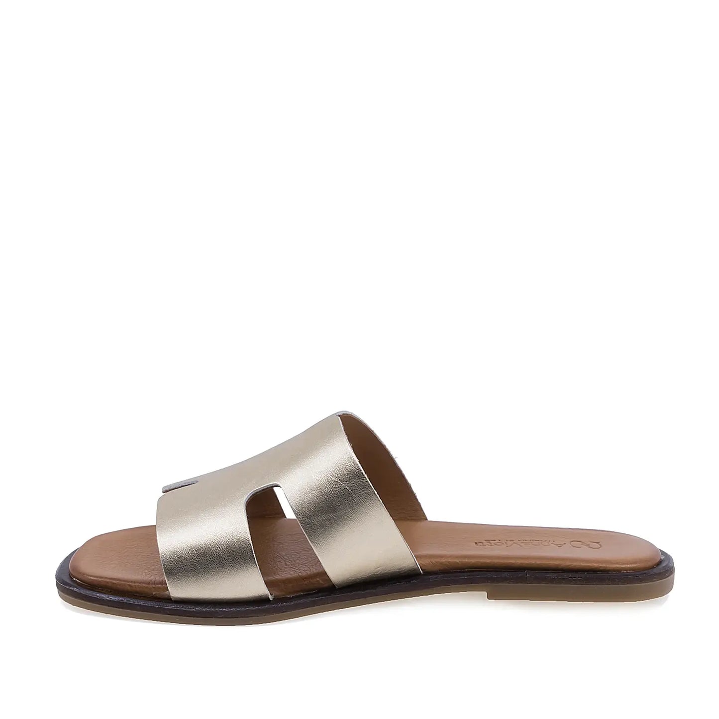 Papuci dama casual Anna Viotti D58-2317 aurii din piele naturala vedere lateral stanga design modern