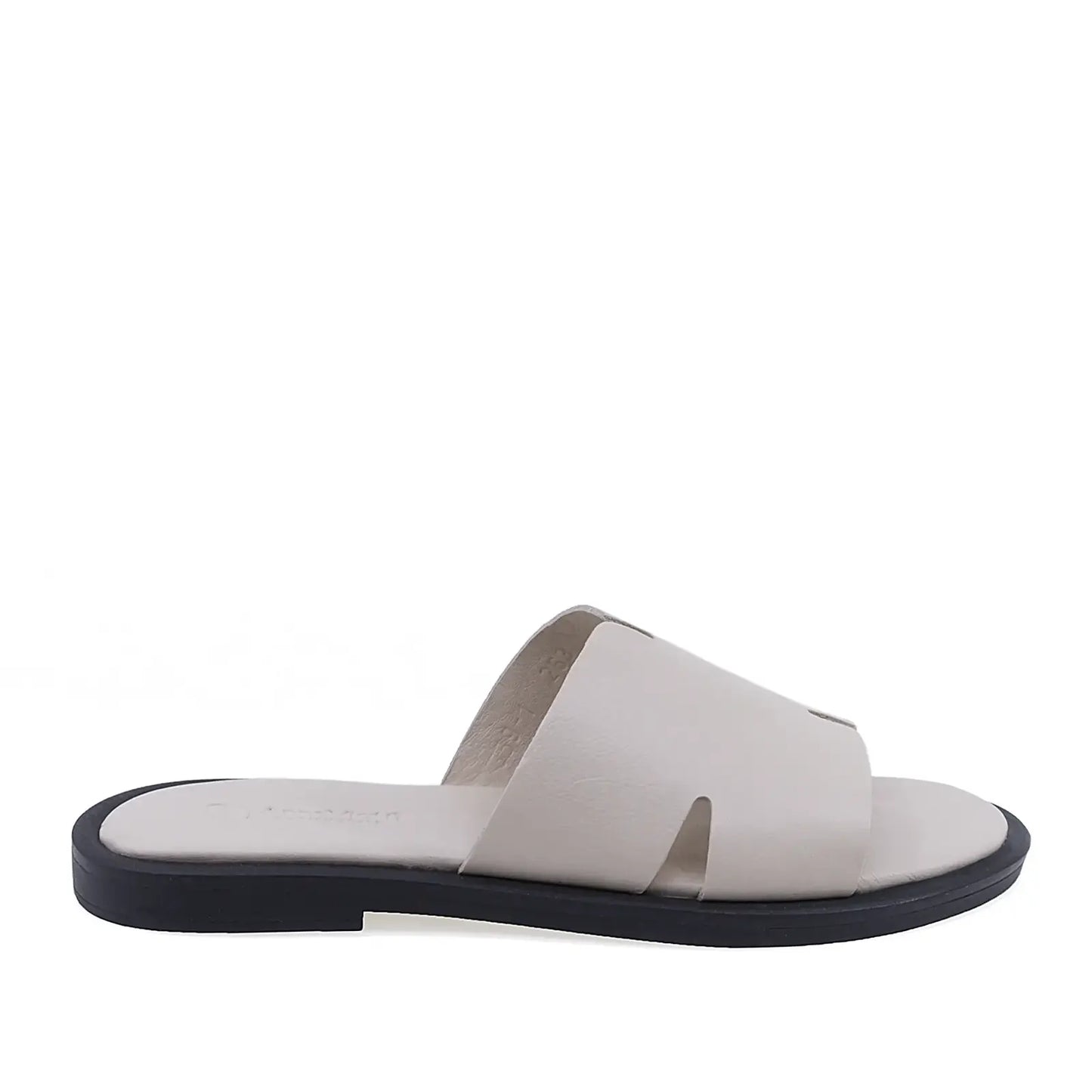Papuci dama casual Anna Viotti D19-359 din piele naturala bej vedere lateral dreapta comozi