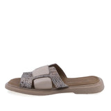 Papuci dama casual piele naturala Anna Viotti D57-618 bej vedere laterala stanga stil elegant