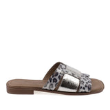 Papuci dama casual Anna Viotti D57-16231 din piele naturala leopard auriu vedere lateral dreapta comozi