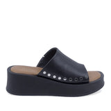 Papuci dama casual Anna Viotti D202-82160 din piele naturala negri vedere lateral dreapta cu platforma confortabila