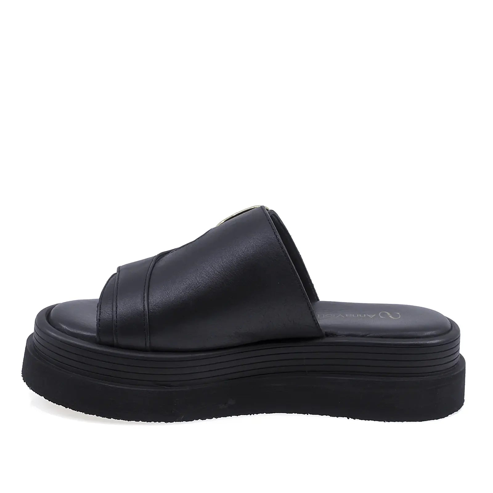 Papuci dama casual piele naturala Anna Viotti D202-82369 negri vedere lateral stanga design modern