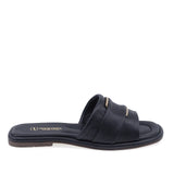 Papuci dama casual Anna Viotti D75-29622 din piele naturala negri vedere lateral dreapta comozi