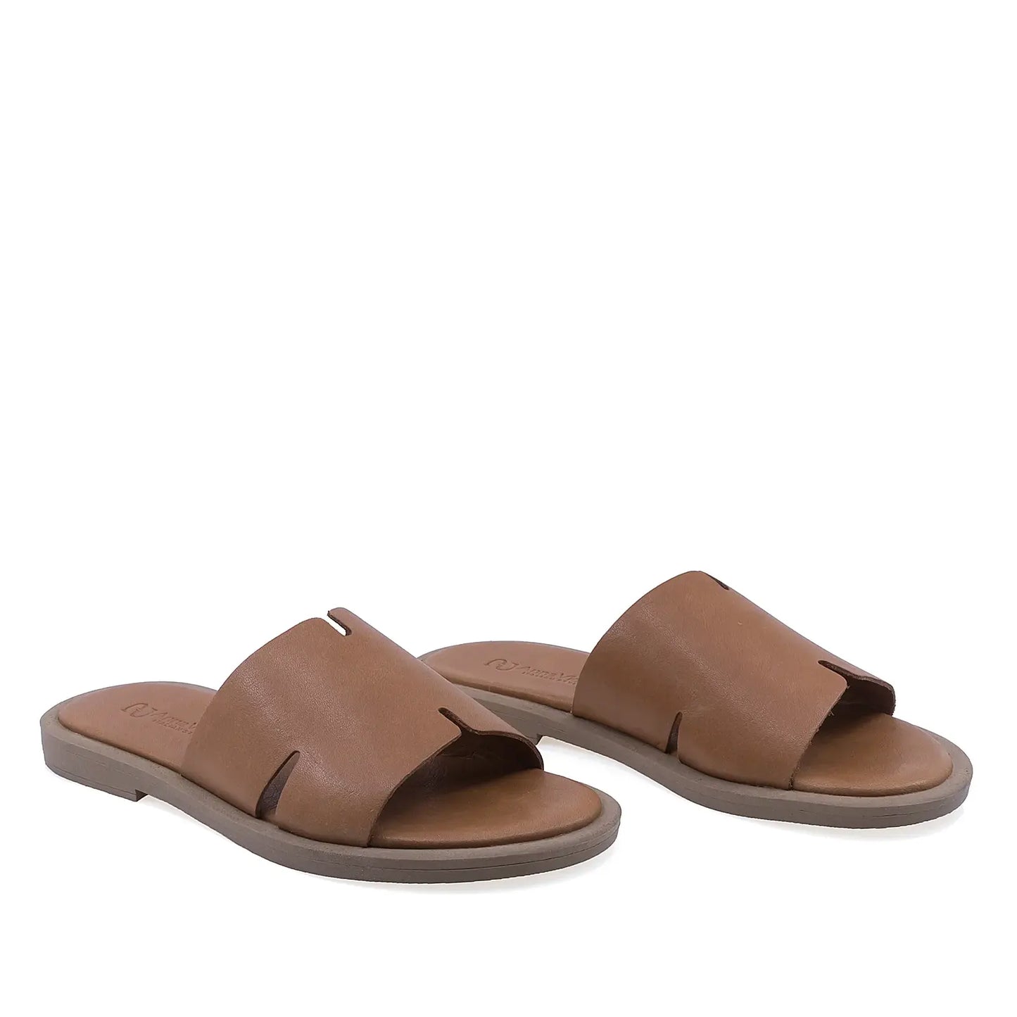 Papuci dama casual Anna Viotti D19-359 taba din piele naturala vedere din fata design modern