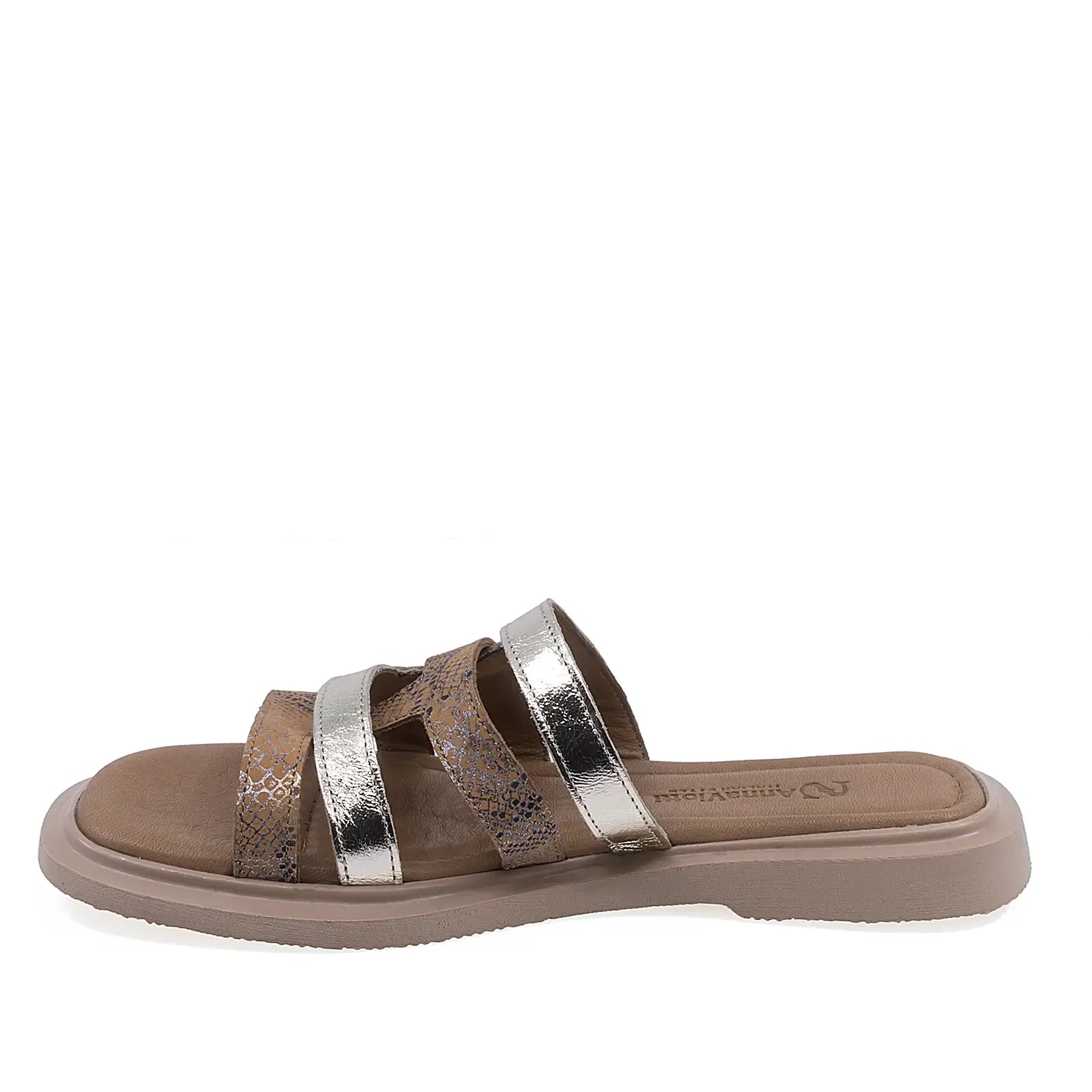 Papuci dama casual piele naturala Anna Viotti D57-616 taba vedere laterala stanga design elegant de vara