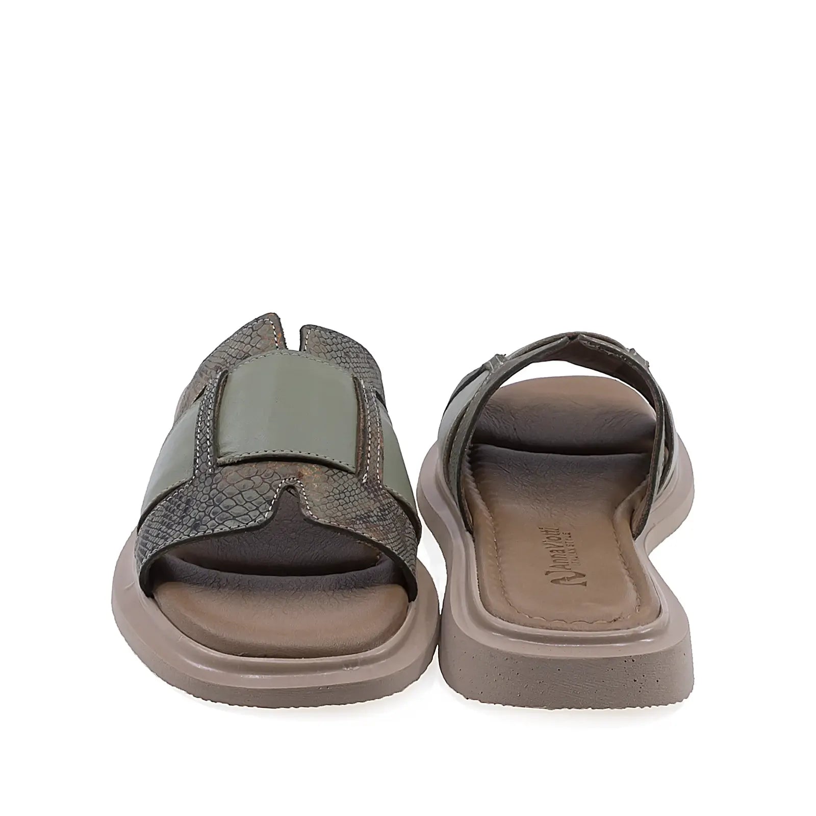 Papuci dama casual Anna Viotti D57-618 vedere din spate piele naturala verde design casual elegant