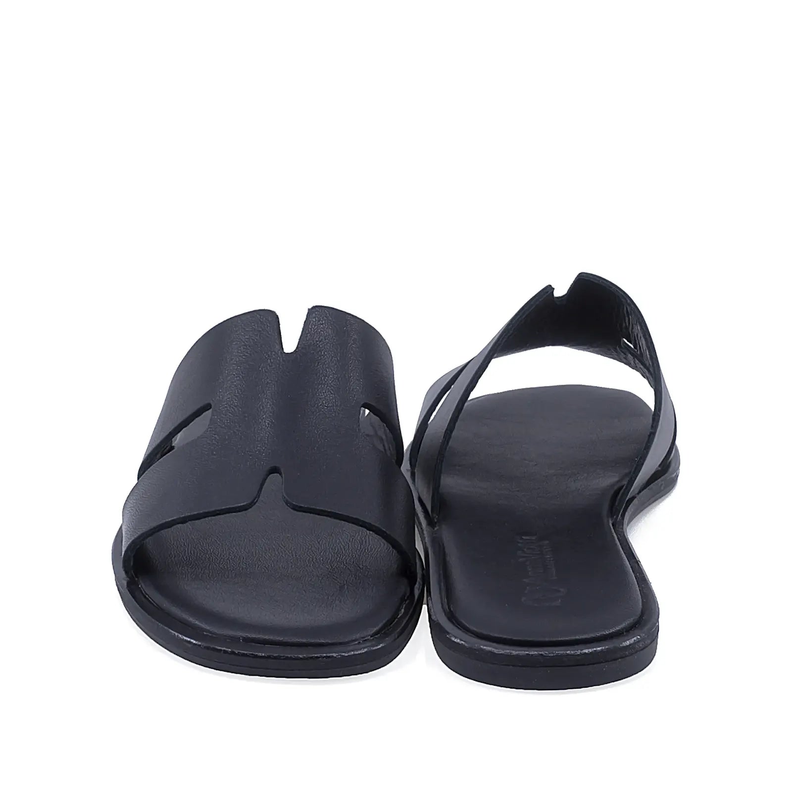 Papuci dama casual Anna Viotti D58-2317 vedere spate piele naturala negri design casual elegant