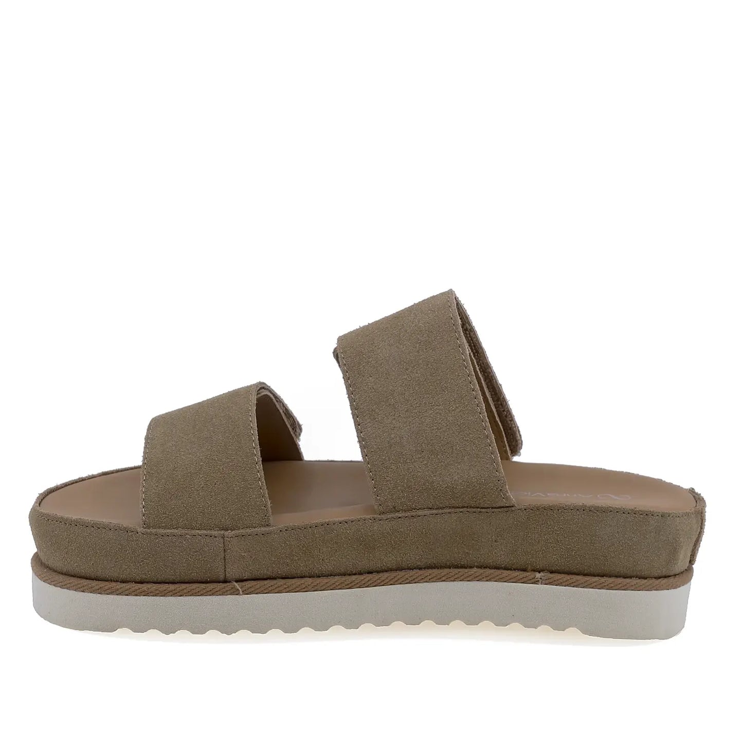 Papuci dama Anna Viotti D113-OWS002 piele intoarsa bej vedere lateral stanga design modern vara