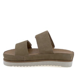 Papuci dama Anna Viotti D113-OWS002 piele intoarsa bej vedere lateral stanga design modern vara