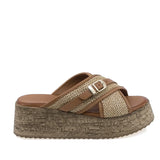 Papuci dama casual Anna Viotti D58-7001 piele naturala coniac vedere lateral dreapta comozi cu platforma
