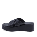 Papuci dama casual Anna Viotti D202-82406 piele naturala neagra vedere laterala stanga design modern si confortabil