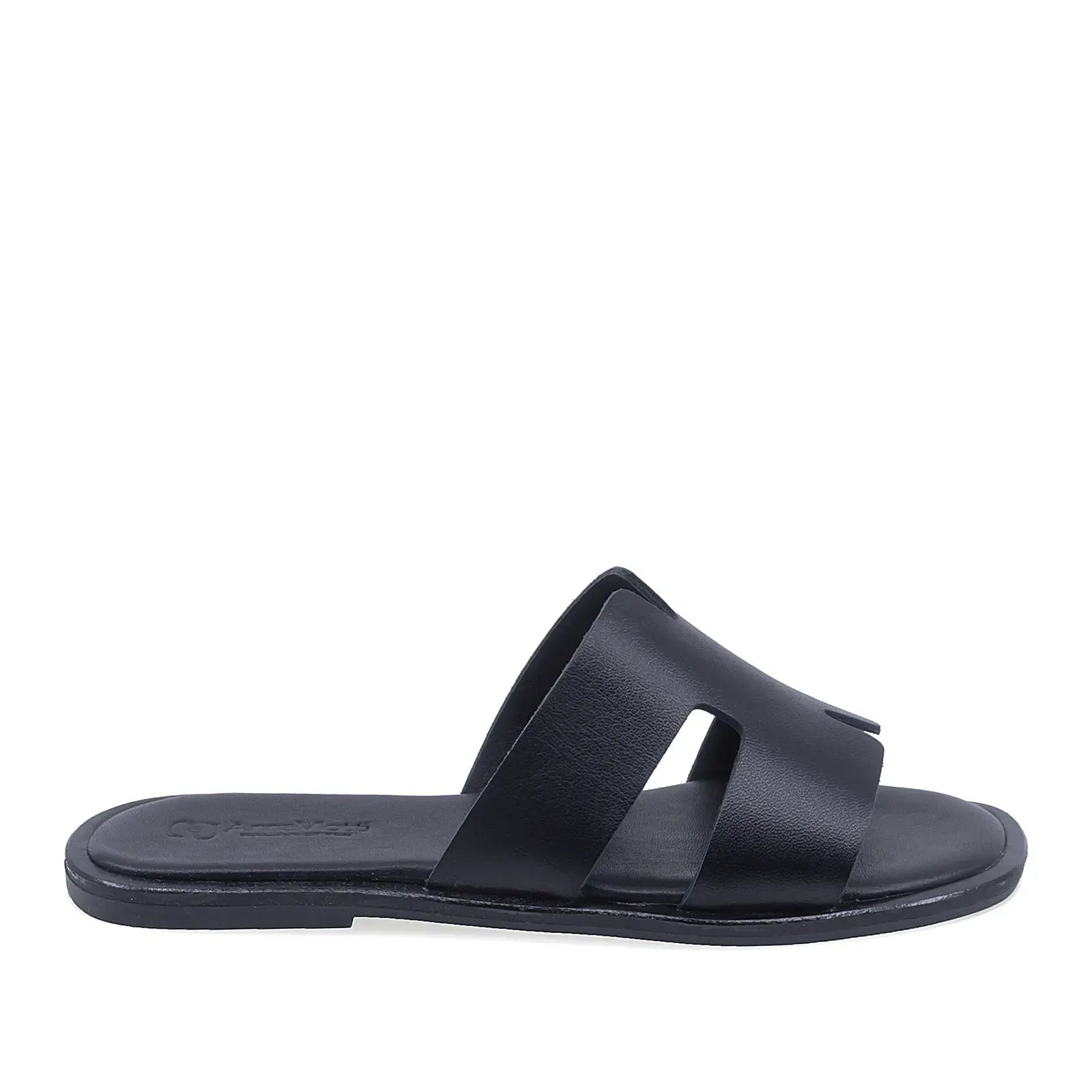 Papuci dama casual Anna Viotti D58-2317 piele naturala negri vedere lateral dreapta comozi