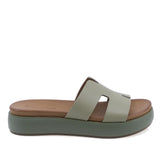 Papuci dama Anna Viotti D58-2713 piele naturala verde vedere laterala dreapta cu talpa platforma