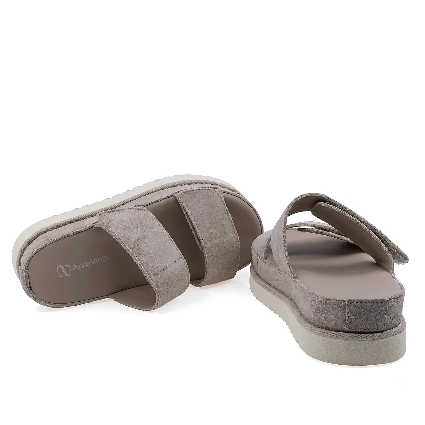Talpă platformă papuci damă Anna Viotti bej 4 cm față 5 cm spate stabilitate și confort
