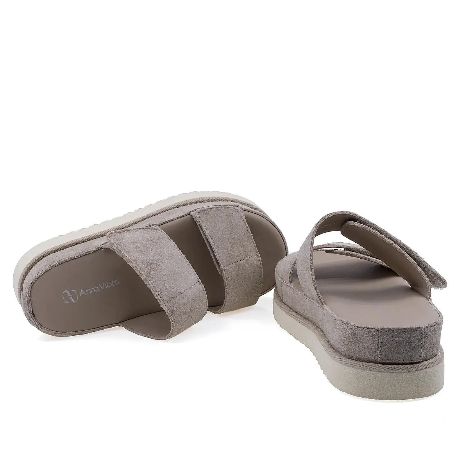 Talpă platformă papuci damă Anna Viotti bej 4 cm față 5 cm spate stabilitate și confort