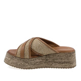 Papuci dama casual din piele naturala Anna Viotti D58-7001 coniac vedere lateral stanga stil elegant