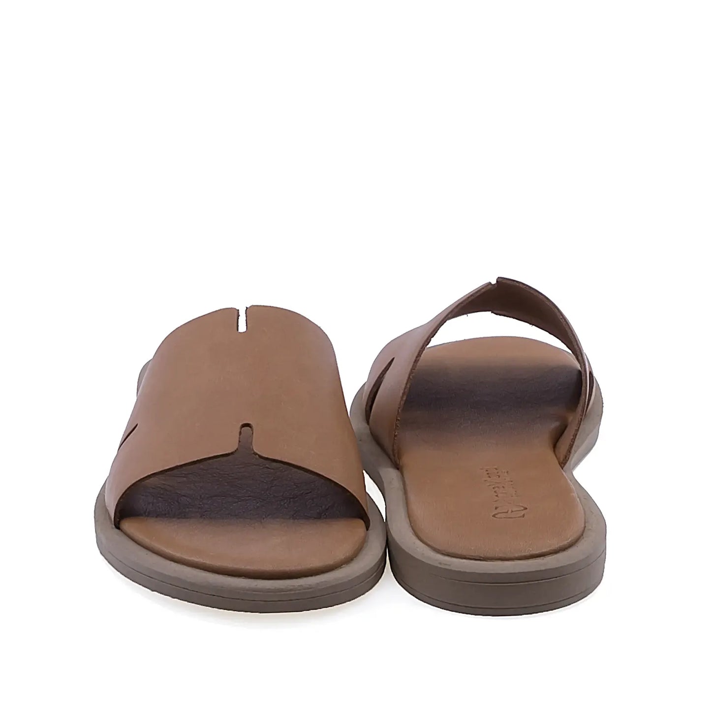 Papuci dama casual Anna Viotti D19-359 vedere din spate piele naturala taba