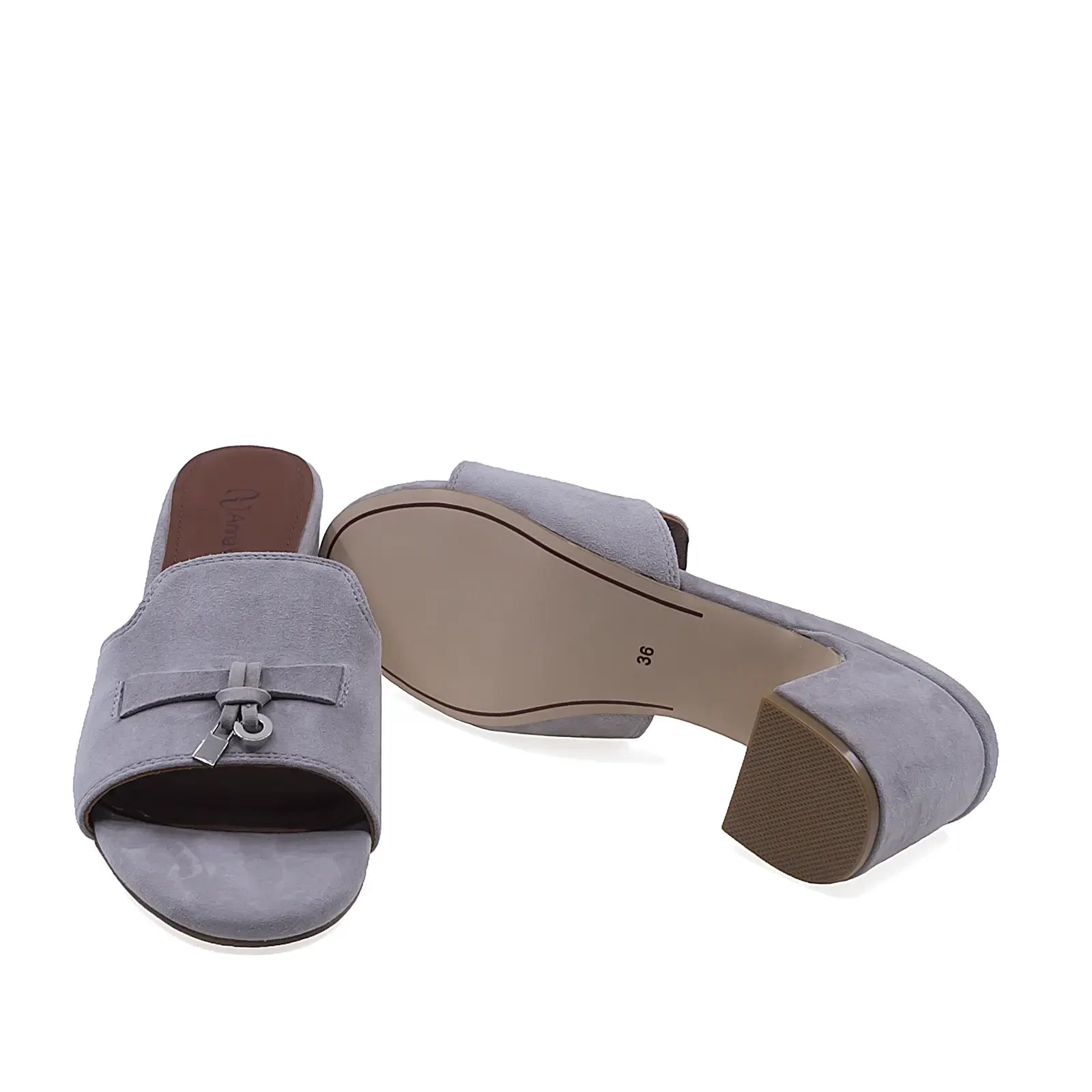 Papuci dama Anna Viotti D105-N6295L cu toc patrat de 7 cm stabil si confortabil