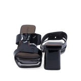 Papuci eleganți negri Feeling 31099, vedere din spate – toc pătrat de 6 cm pentru stabilitate și eleganță