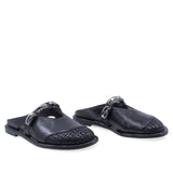 Saboti damă casual Anna Viotti negru din piele naturală, model 6365P-A139-Y01, vedere față