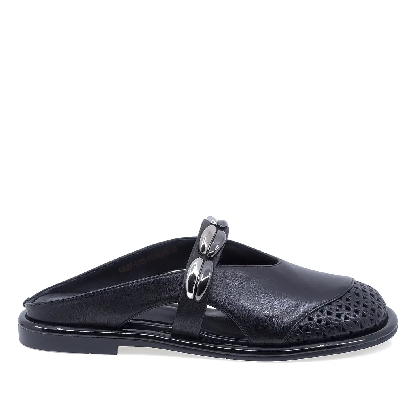 Saboti damă casual Anna Viotti din piele naturală neagră, model 6365P-A139-Y01, vedere lateral dreapta