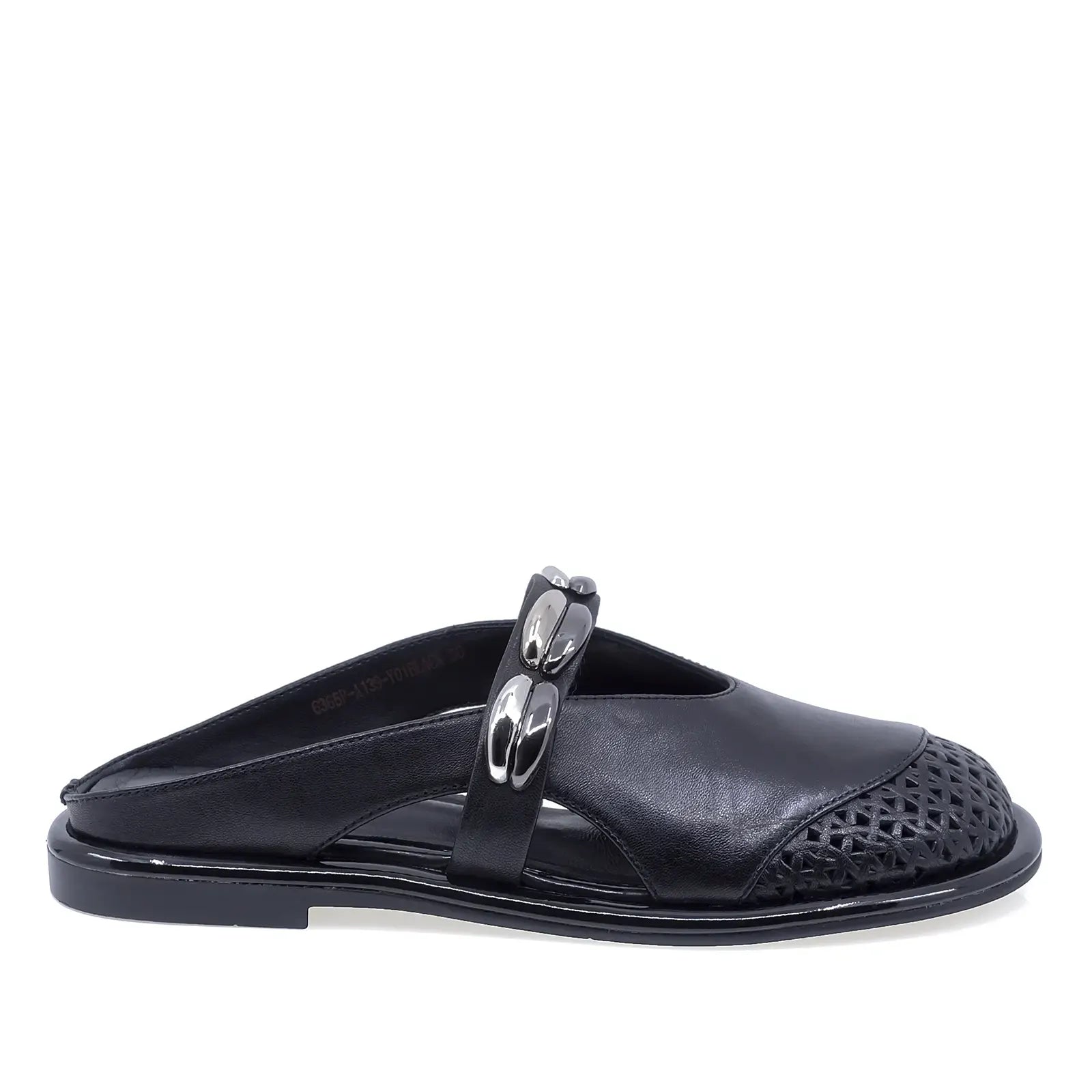 Saboti damă casual Anna Viotti din piele naturală neagră, model 6365P-A139-Y01, vedere lateral dreapta