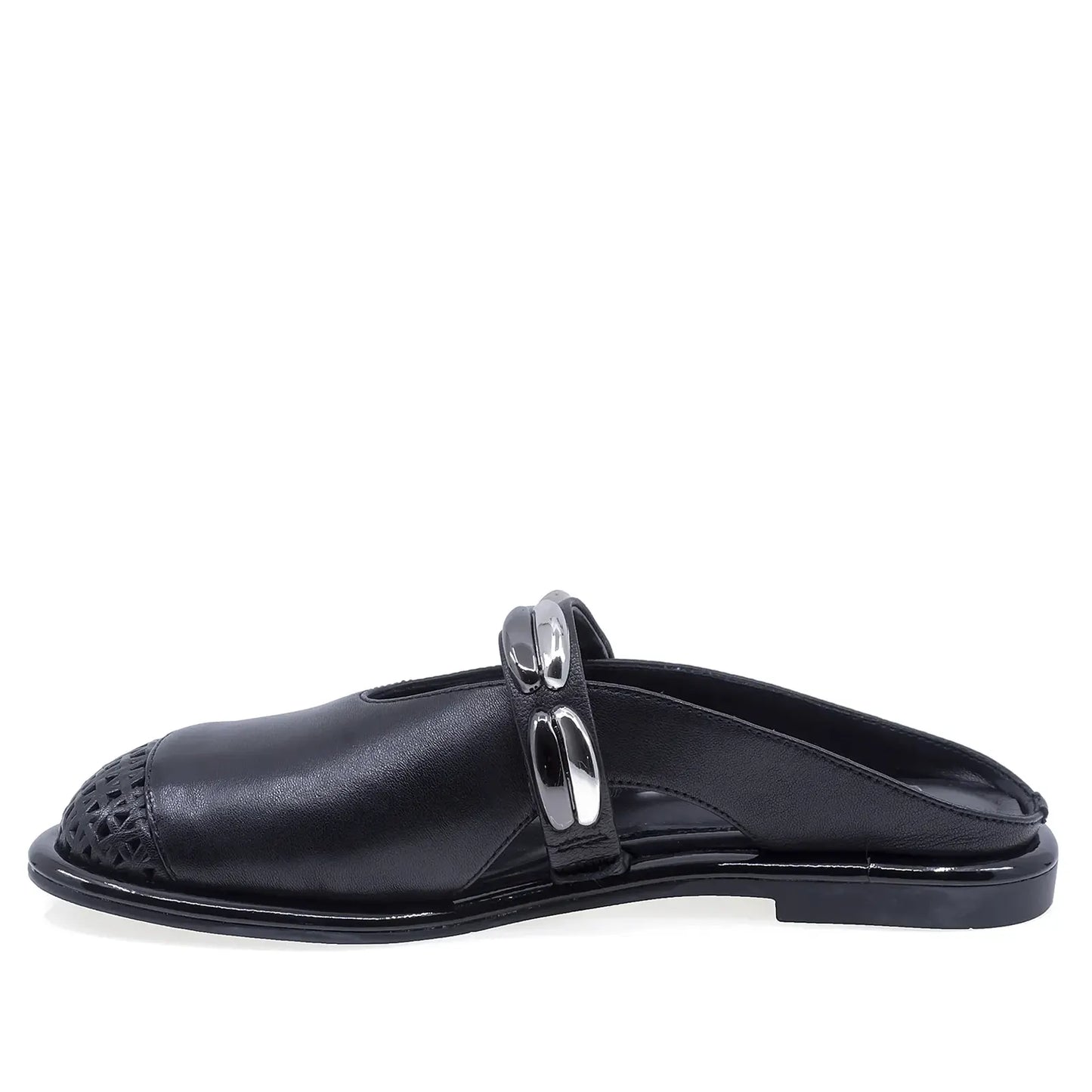 Saboti casual damă Anna Viotti negru din piele naturală, model 6365P-A139-Y01, vedere lateral stânga