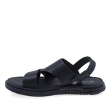 Sandale barbati casual Goretti negre din piele naturala vedere lateral stanga confortabile