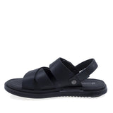Sandale barbati casual Goretti negre din piele naturala vedere lateral stanga confortabile
