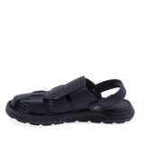 Sandale barbati casual Goretti negre din piele naturala vedere lateral stanga confortabile