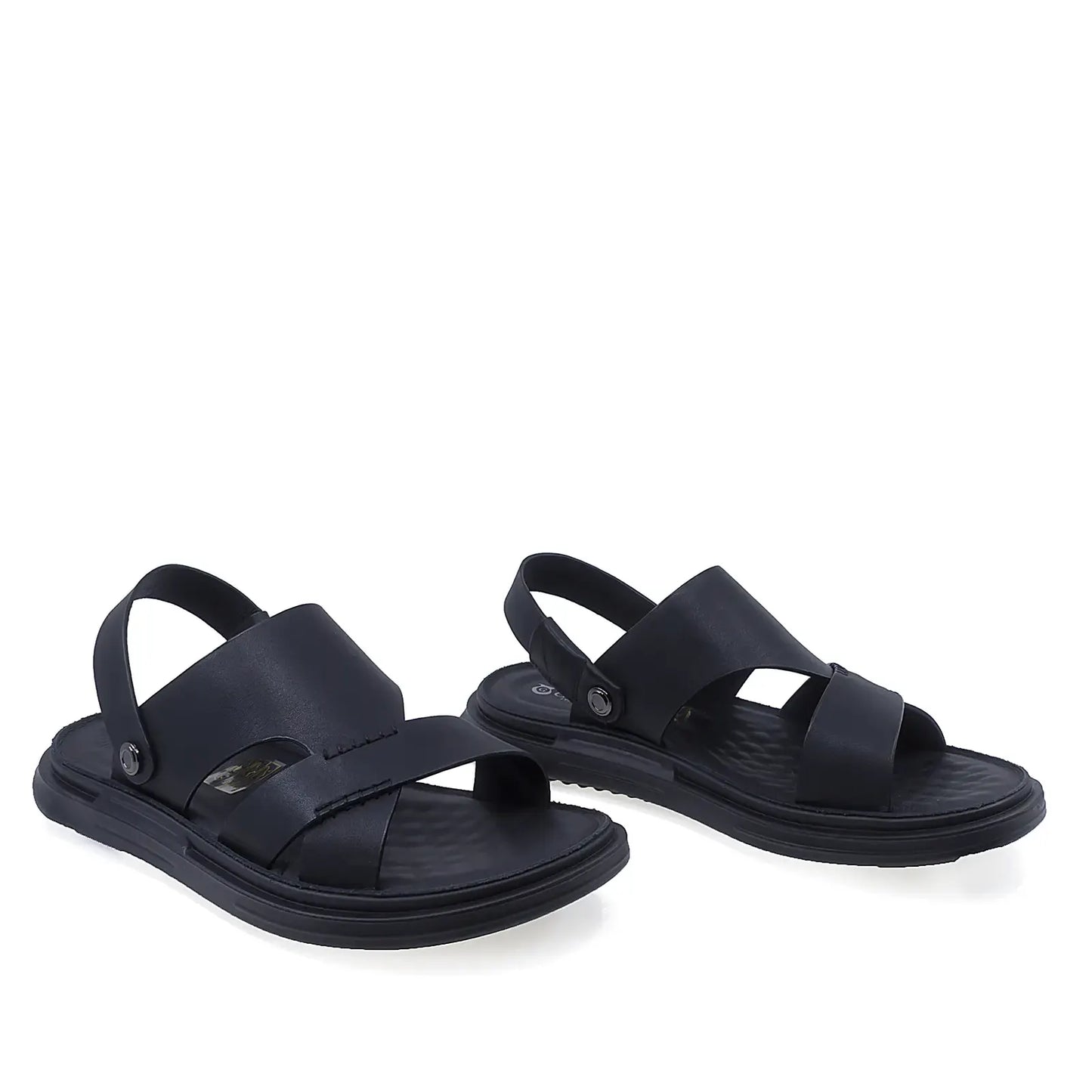 Sandale barbati casual Goretti B111-D172016 negre din piele naturala vedere din fata design modern