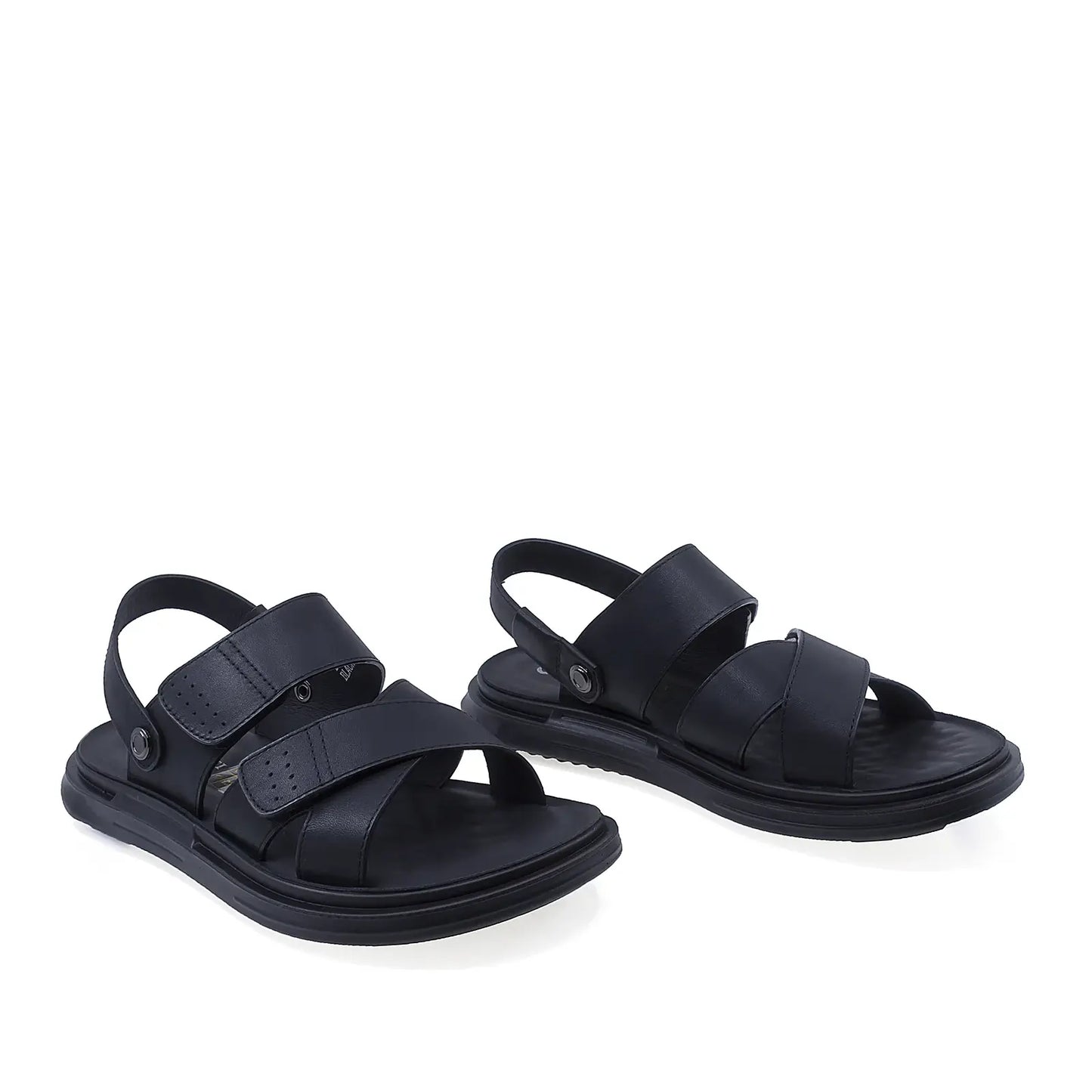 Sandale barbati casual Goretti B111-D17203 negre din piele naturala vedere din fata design modern
