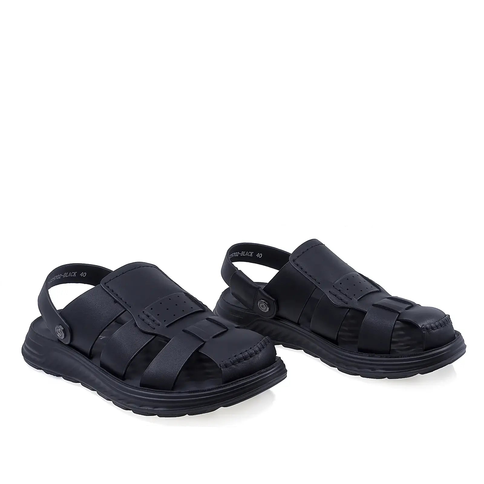 Sandale barbati casual Goretti B111-J25702 negre din piele naturala vedere din fata design modern