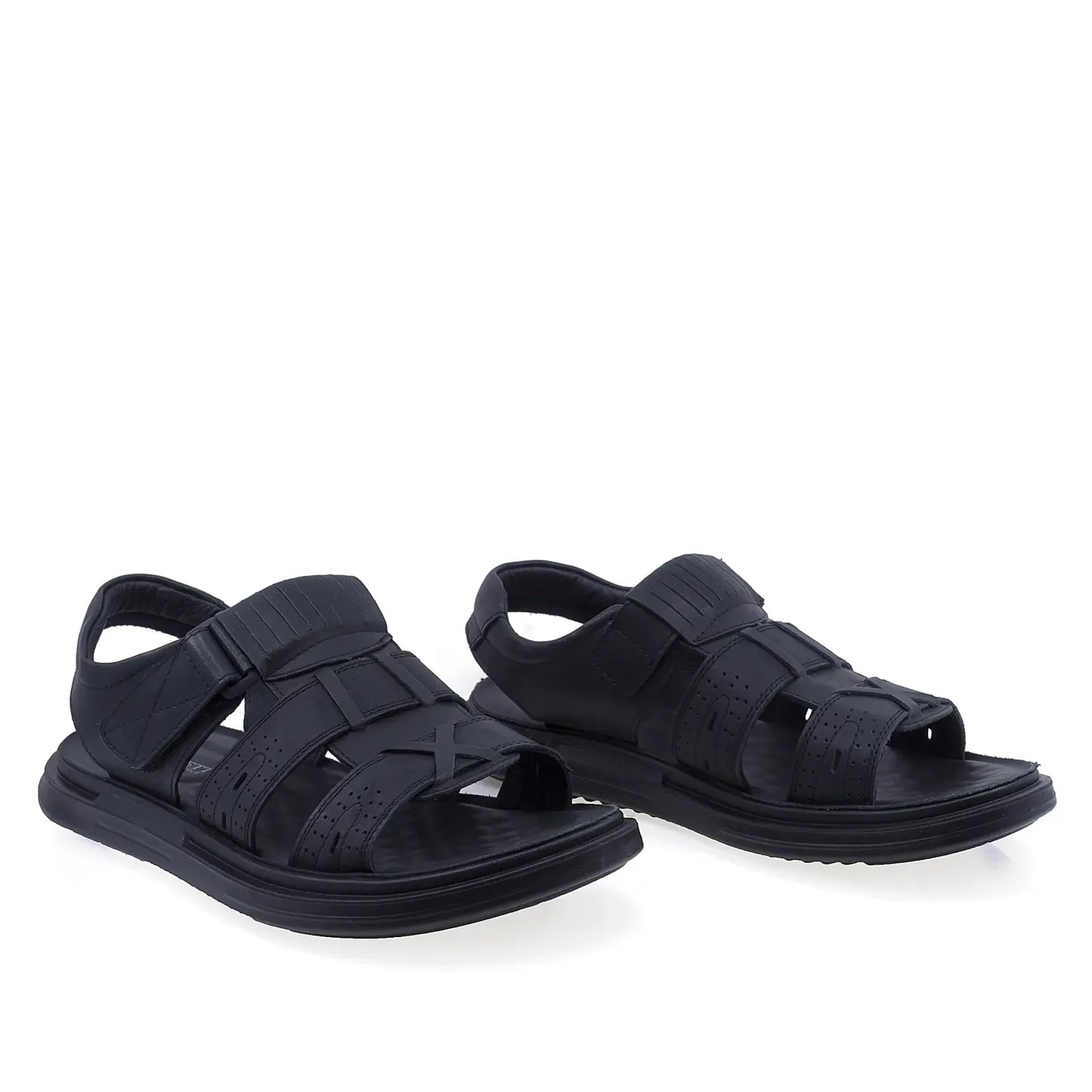 Sandale bărbați Goretti B111-D172012 negre din piele naturală, design casual confortabil pentru sezonul cald