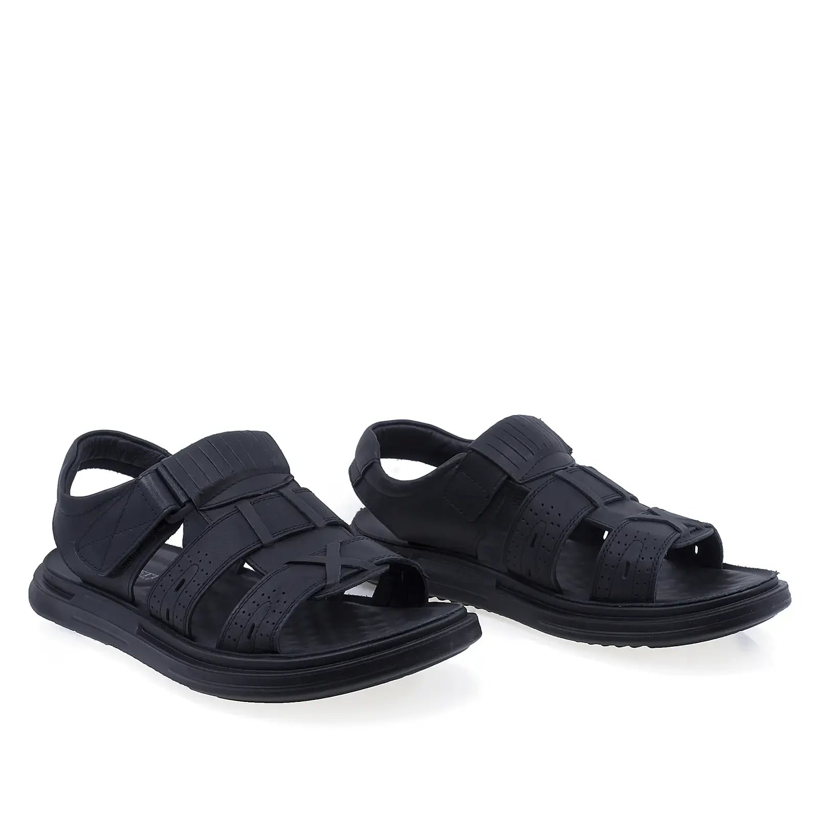 Sandale bărbați Goretti B111-D172012 negre din piele naturală, design casual confortabil pentru sezonul cald